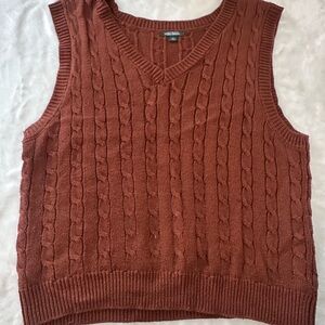Wild Fable V-Neck Cable Knit Sweater Vest - Rust